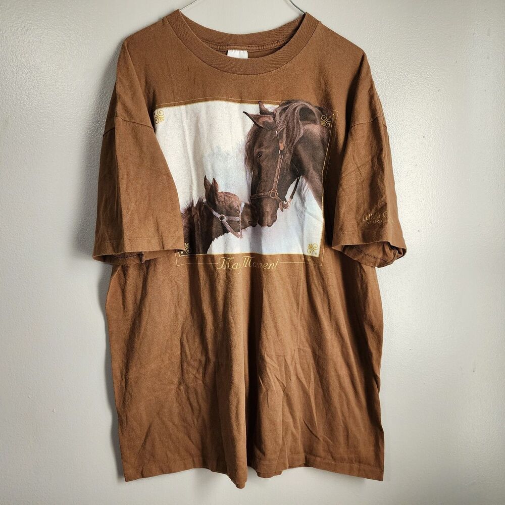 Vintage Magic Moment Shirt Mens 2XL Brown Horses Equestrian Luray Cabin Virginia